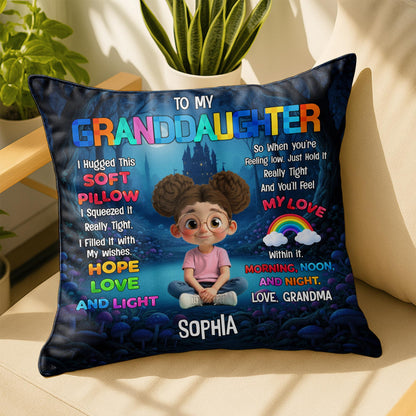To My Granddaughter I Hugged This Soft Pillow With Boy And Castle - Personalized Custom Pillow, Insert Included - GDT582_PLW