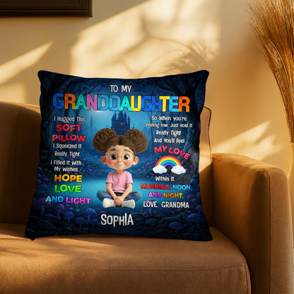 To My Granddaughter I Hugged This Soft Pillow With Boy And Castle - Personalized Custom Pillow, Insert Included - GDT582_PLW