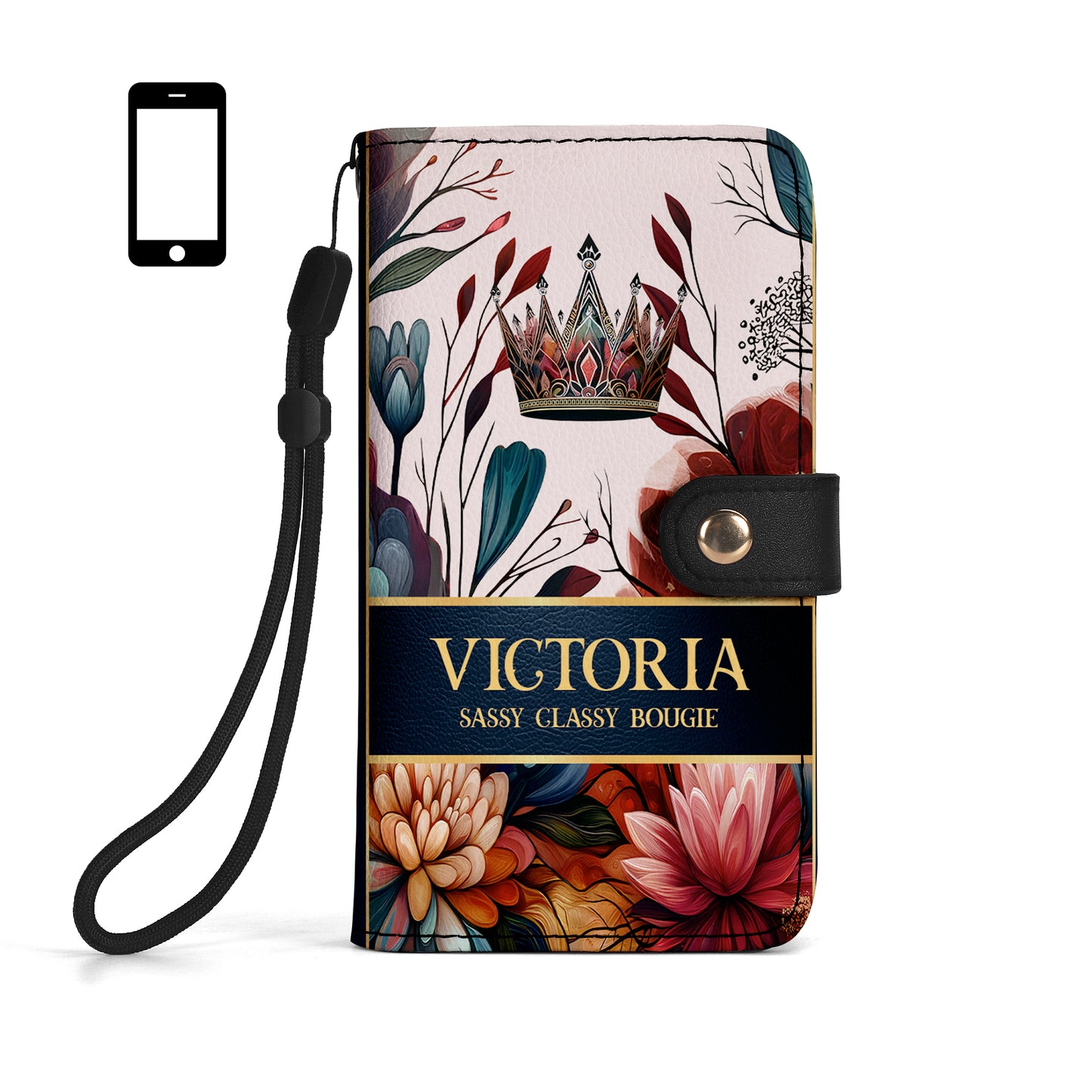 Queen Flowers - Personalized Custom Phone Leather Wallet - DG035_PW