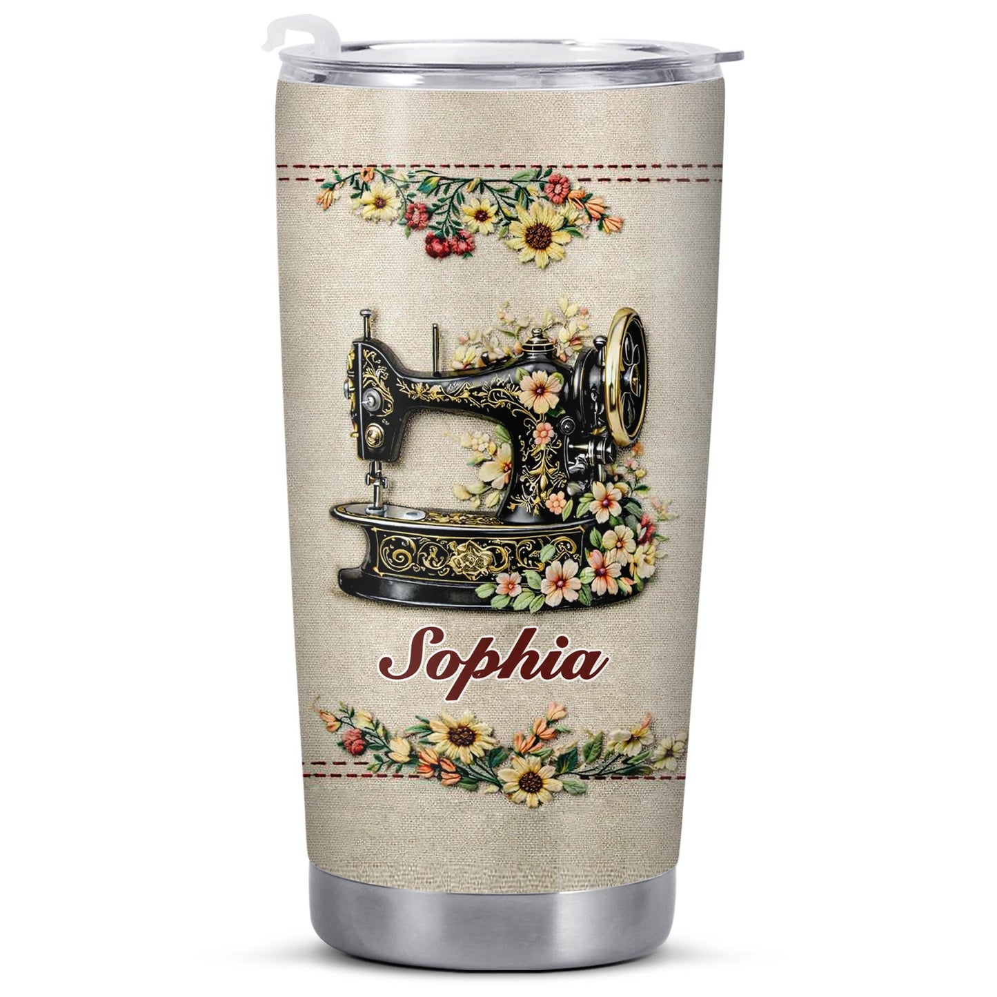 I Sew A Piece Of My Heart Into Every Quilt Floral Sewing Machine - Personalized Custom Stainless Steel Tumbler 20oz 30oz - JBS144_TB