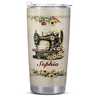 I Sew A Piece Of My Heart Into Every Quilt Floral Sewing Machine - Personalized Custom Stainless Steel Tumbler 20oz 30oz - JBS144_TB