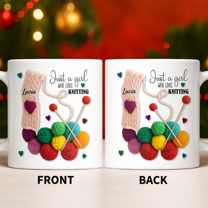 Just A Girl Who Loves Knitting - Personalized Custom Coffee Mug - HOB011_MG