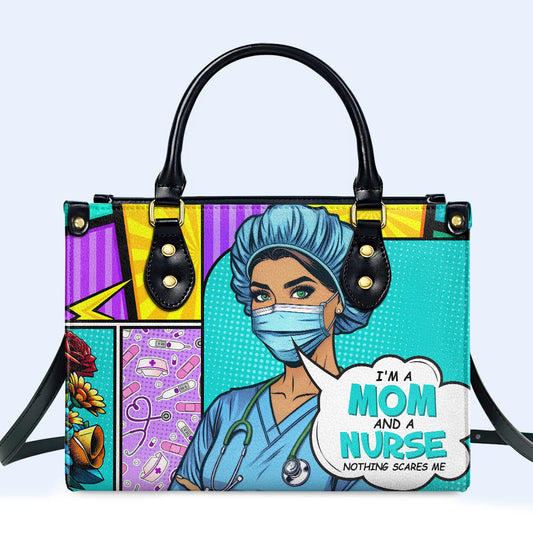 Nombre y título personalizados: soy mamá y enfermera. Bolso de mano de cuero personalizado. MM01