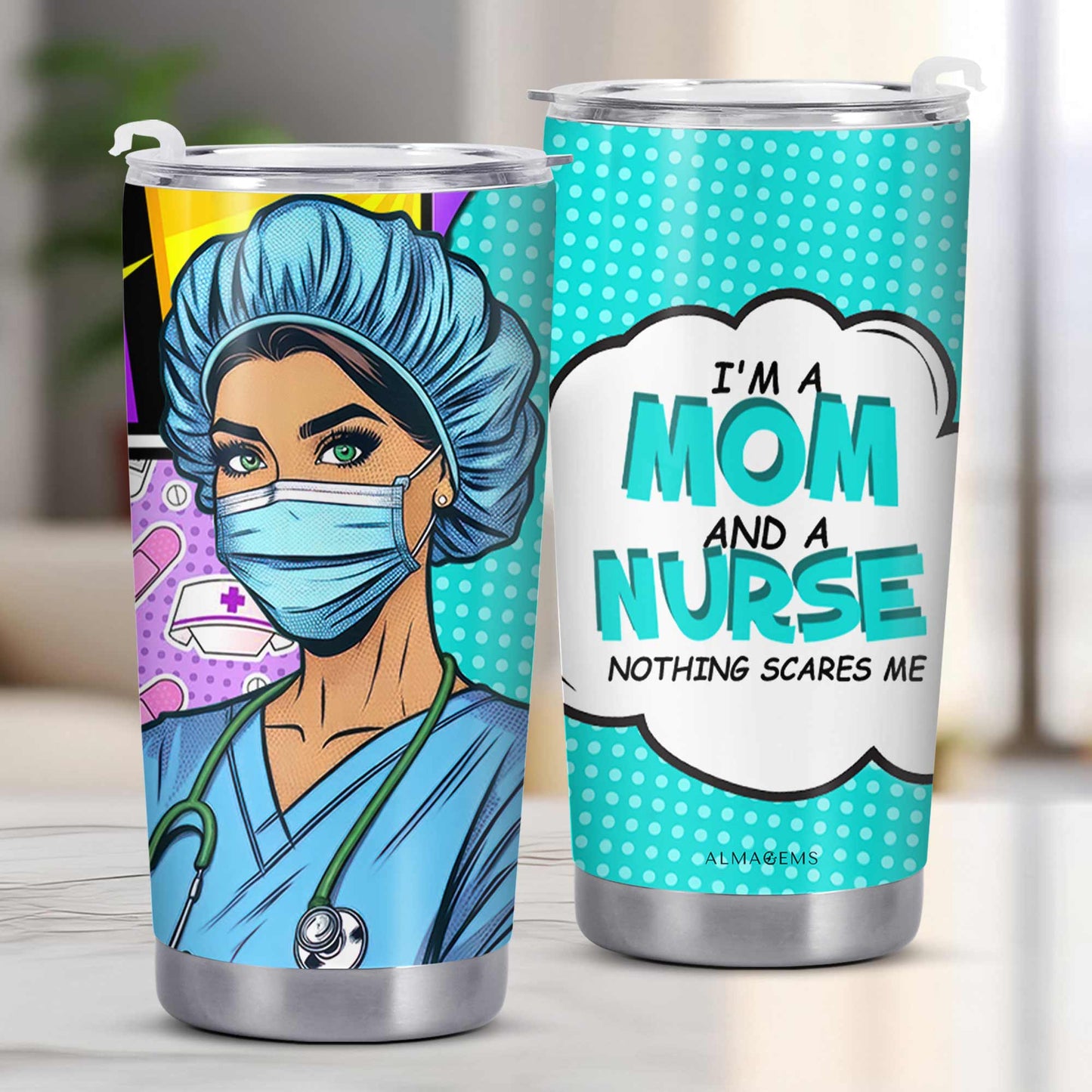 Nombre y título personalizados: soy mamá. Vaso de acero inoxidable personalizado de 20 oz y 30 oz. MM01TB