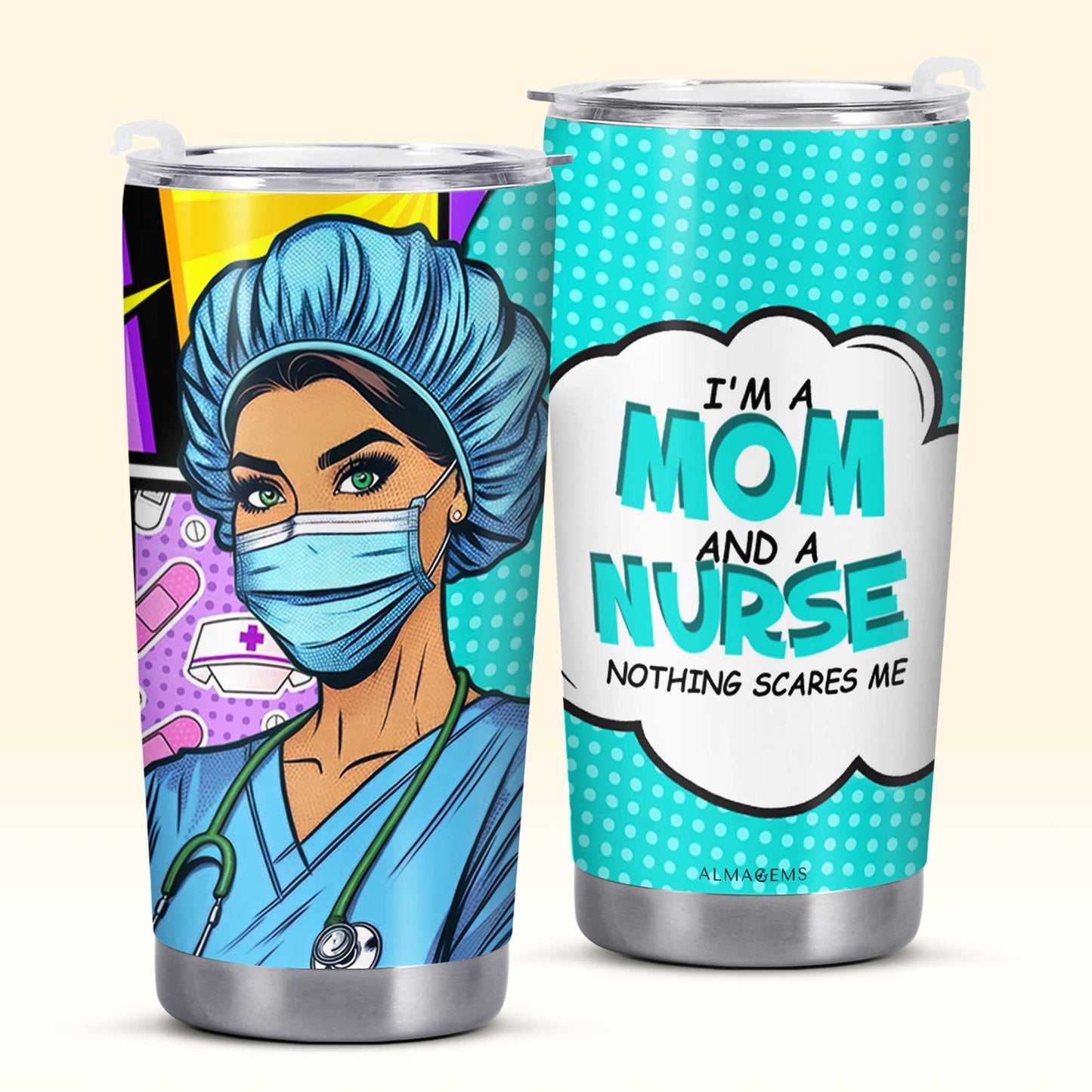 Nombre y título personalizados: soy mamá. Vaso de acero inoxidable personalizado de 20 oz y 30 oz. MM01TB