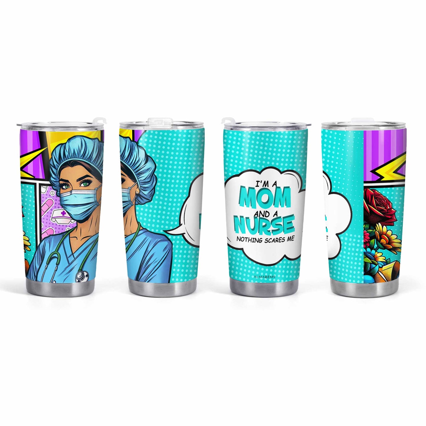 Nombre y título personalizados: soy mamá. Vaso de acero inoxidable personalizado de 20 oz y 30 oz. MM01TB