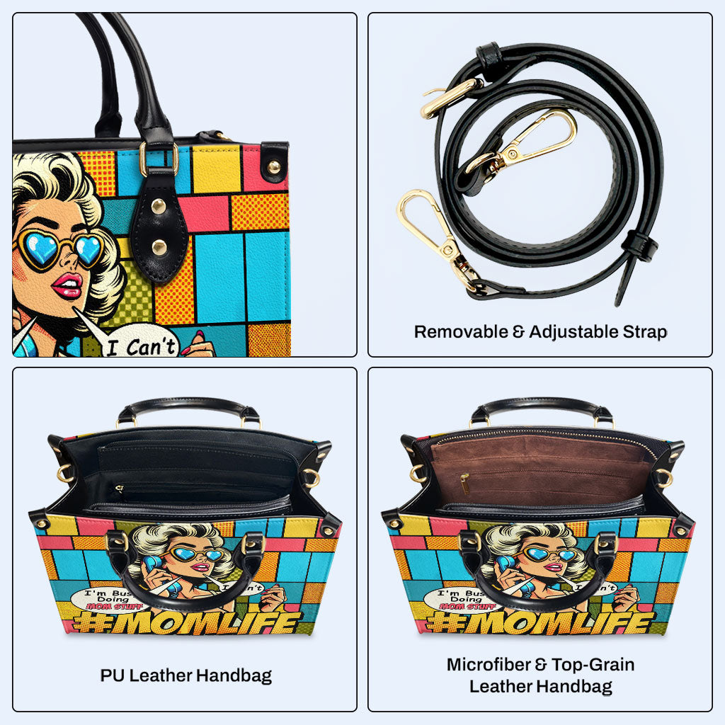 Ocupada haciendo cosas de mamá - Bolso de cuero personalizado - MM06