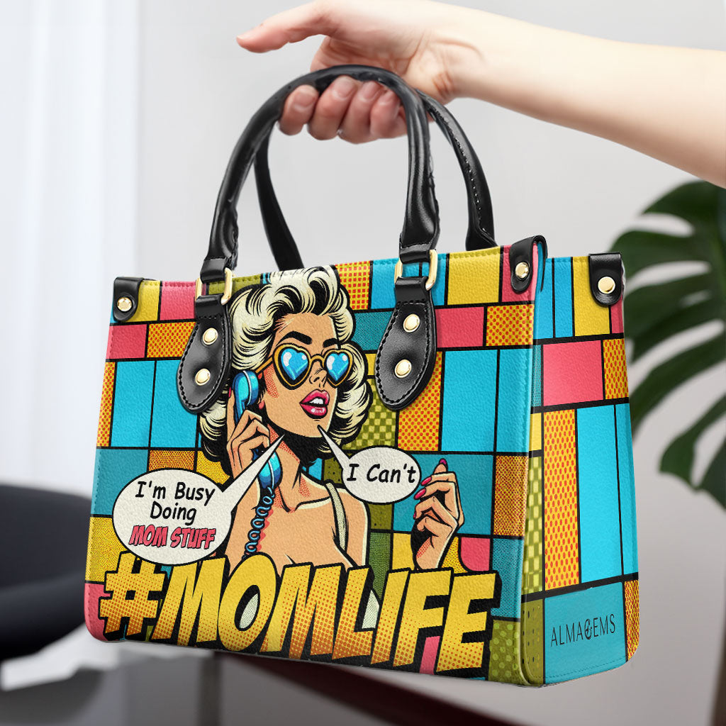 Ocupada haciendo cosas de mamá - Bolso de cuero personalizado - MM06