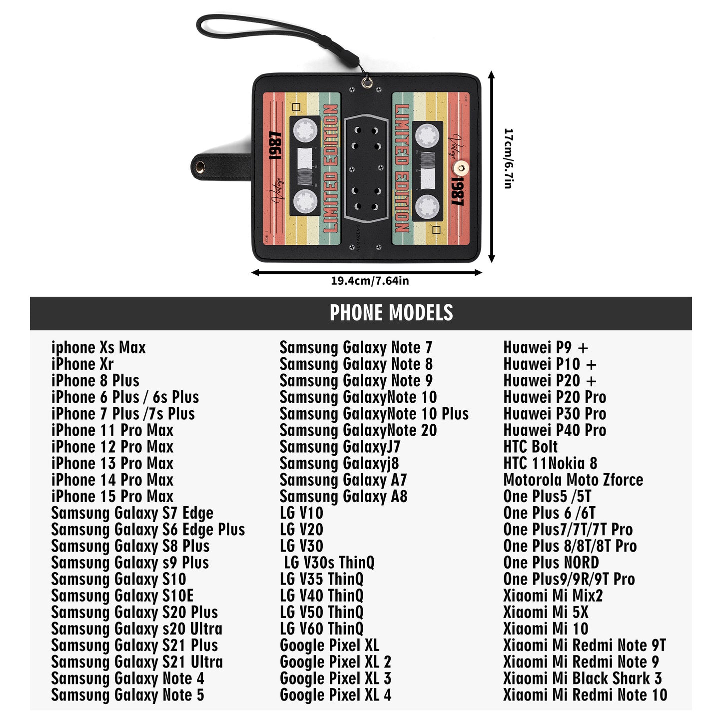 Édition limitée - Portefeuille en cuir personnalisé pour téléphone - MM08PW