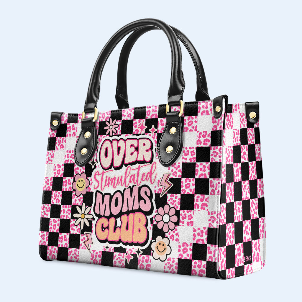 Club de mamás sobreestimuladas: bolso de mano de cuero personalizado - MM10