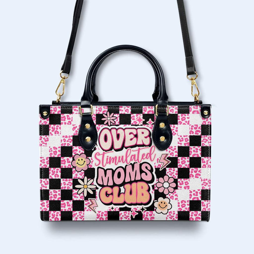Club de mamás sobreestimuladas: bolso de mano de cuero personalizado - MM10
