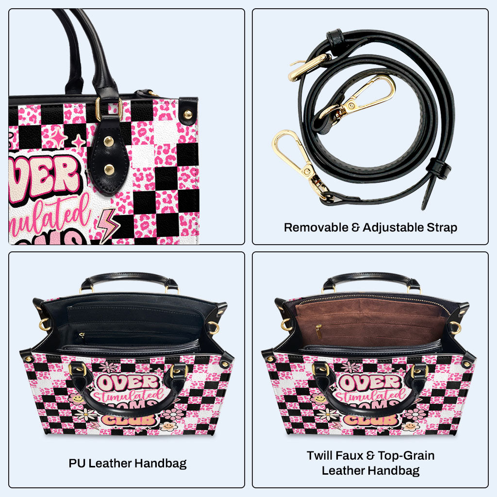 Club de mamás sobreestimuladas: bolso de mano de cuero personalizado - MM10