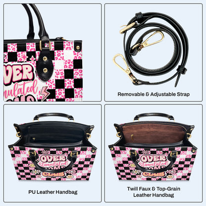 Club de mamás sobreestimuladas: bolso de mano de cuero personalizado - MM10