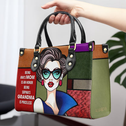 Être grand-mère n'a pas de prix - Sac à main en cuir personnalisé - MM16
