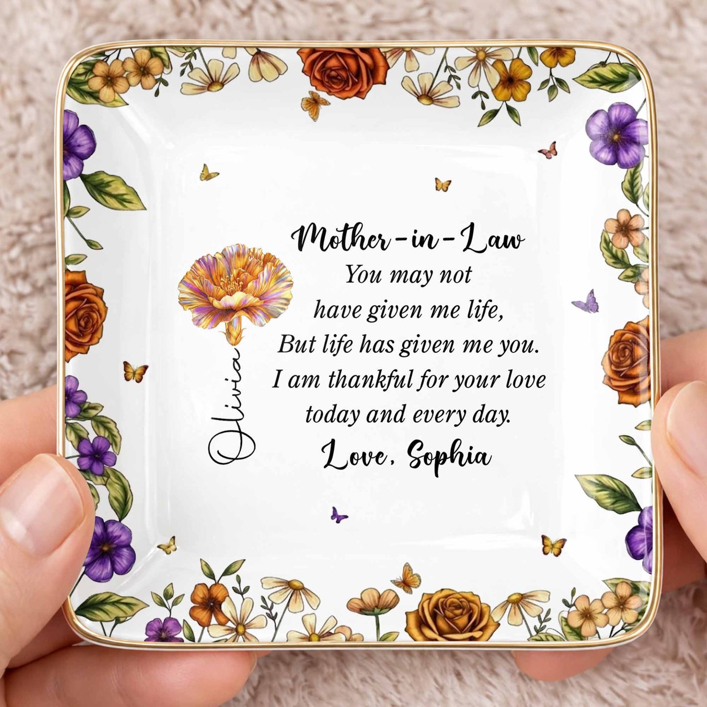 Thankful For Your Love Mother-In-Law, Flowers And Butterflies