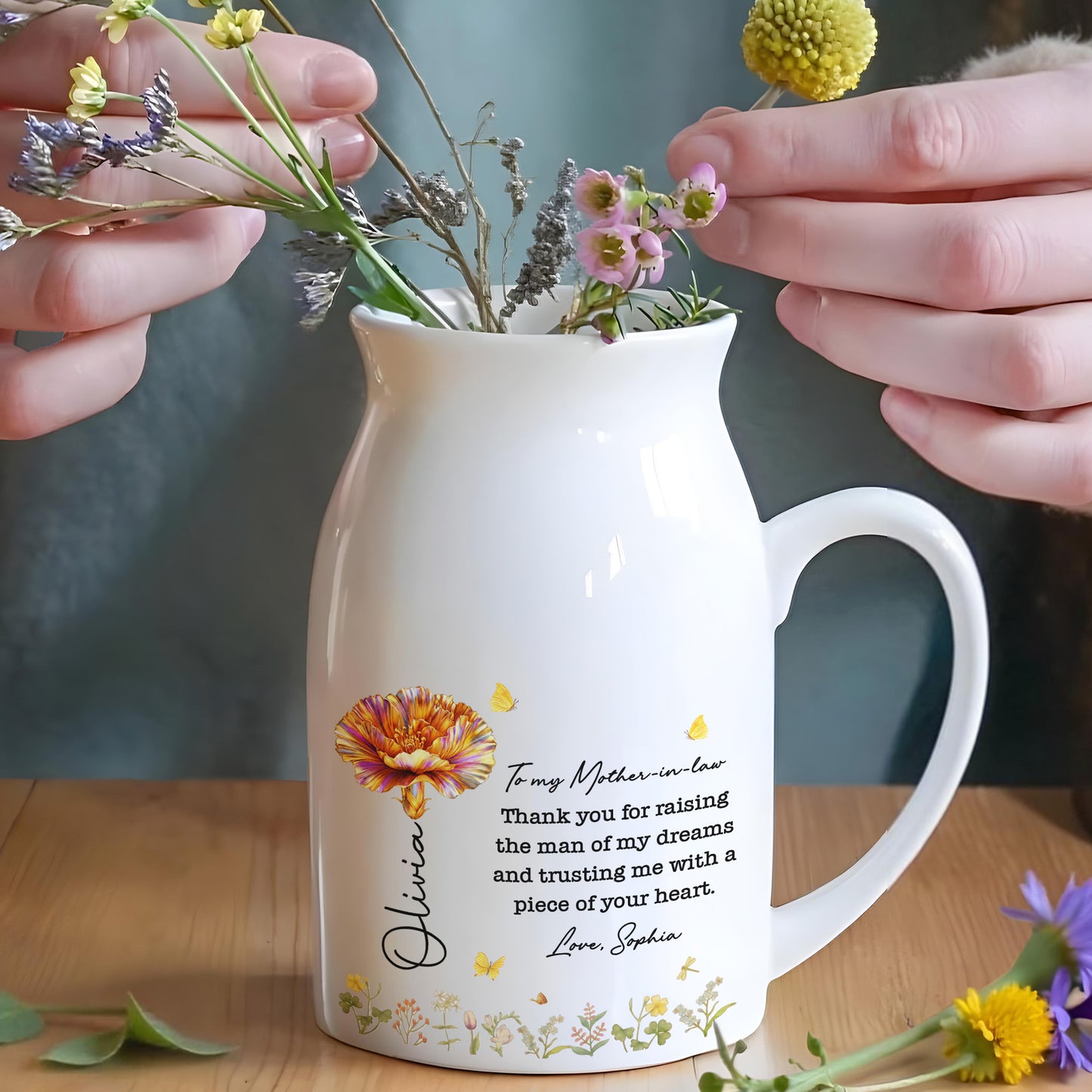 Thank You For Raising The Man Of My Dreams, Flowers And Butterflies Design