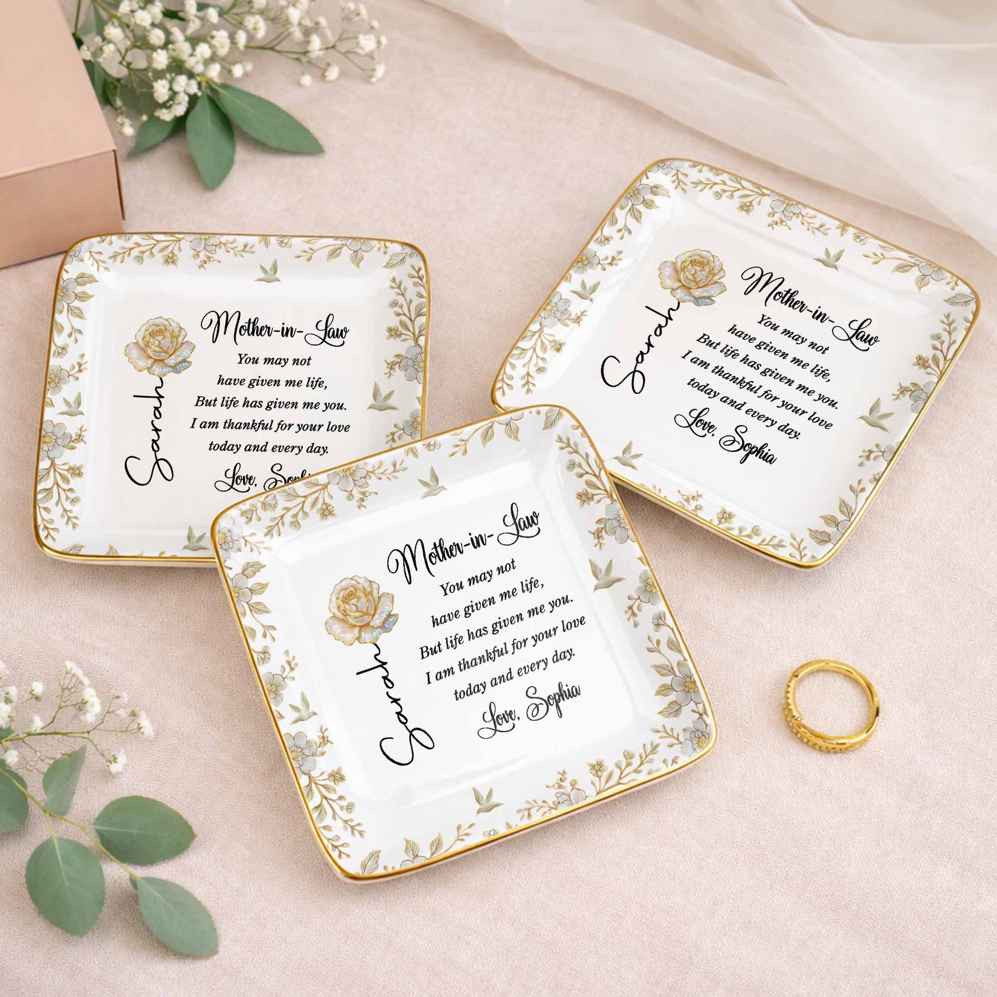 Mother In Law You May Not Have Given Me Life Flower And Bird Jewelry Dish