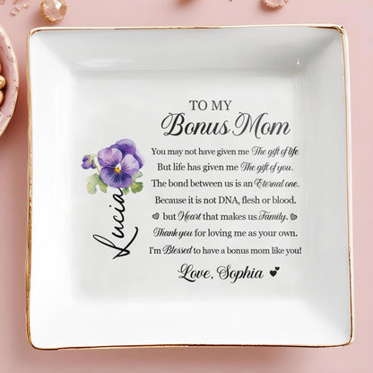 To My Bonus Mom, Eternal Bond, Blessed To Have You - Personalized Custom Jewelry Dish - MOM027_SCRD