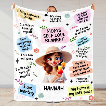 Mom's Self Love Blanket With Positive Affirmations