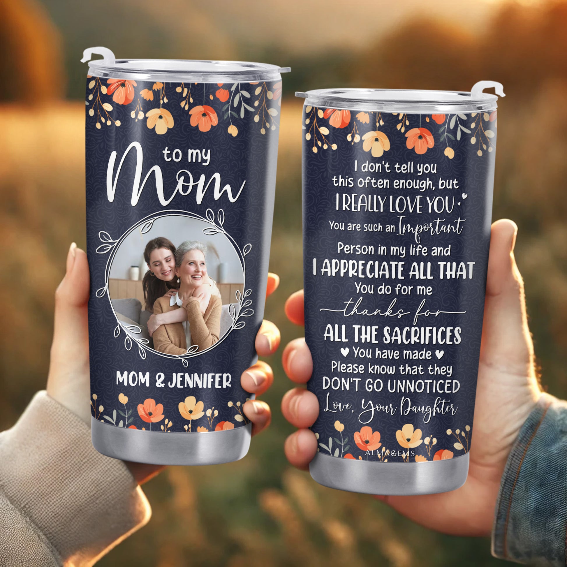 Appreciation For Mom Floral Tumbler Design
