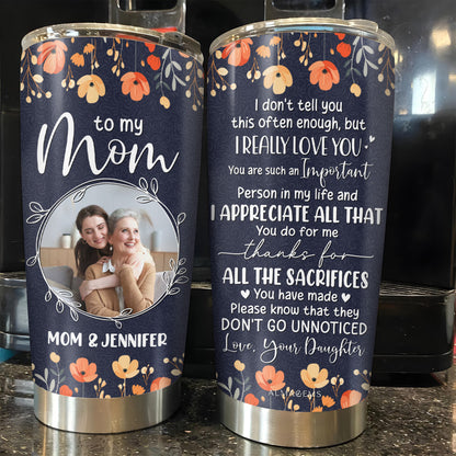 Appreciation For Mom Floral Tumbler Design