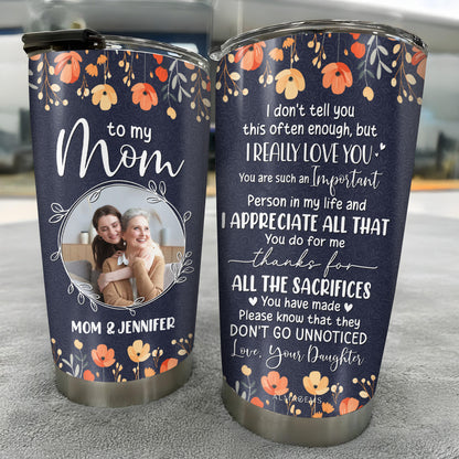 Appreciation For Mom Floral Tumbler Design