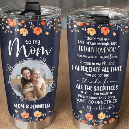 Appreciation For Mom Floral Tumbler Design
