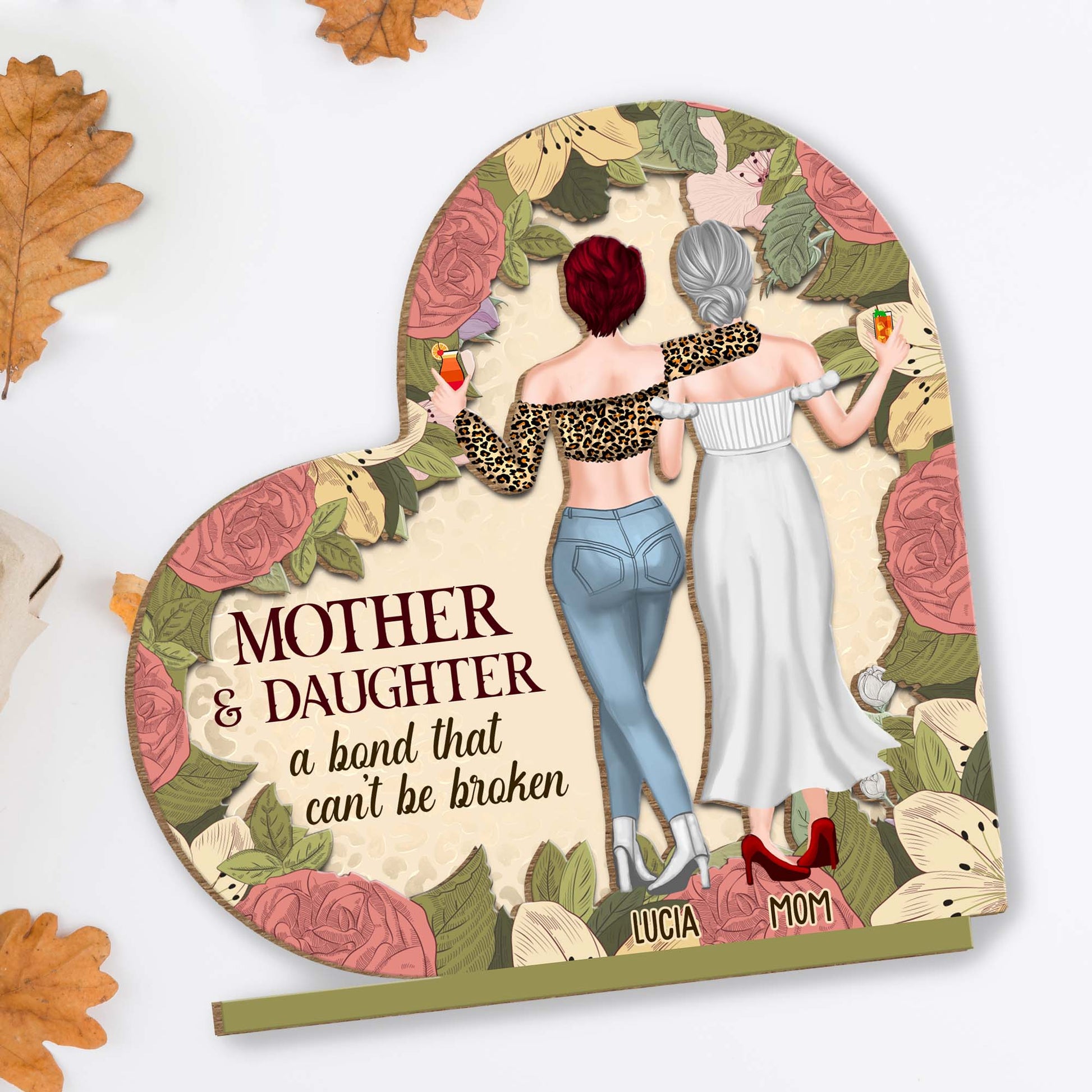 Mother & Daughter Bond With Roses And Wine Glasses