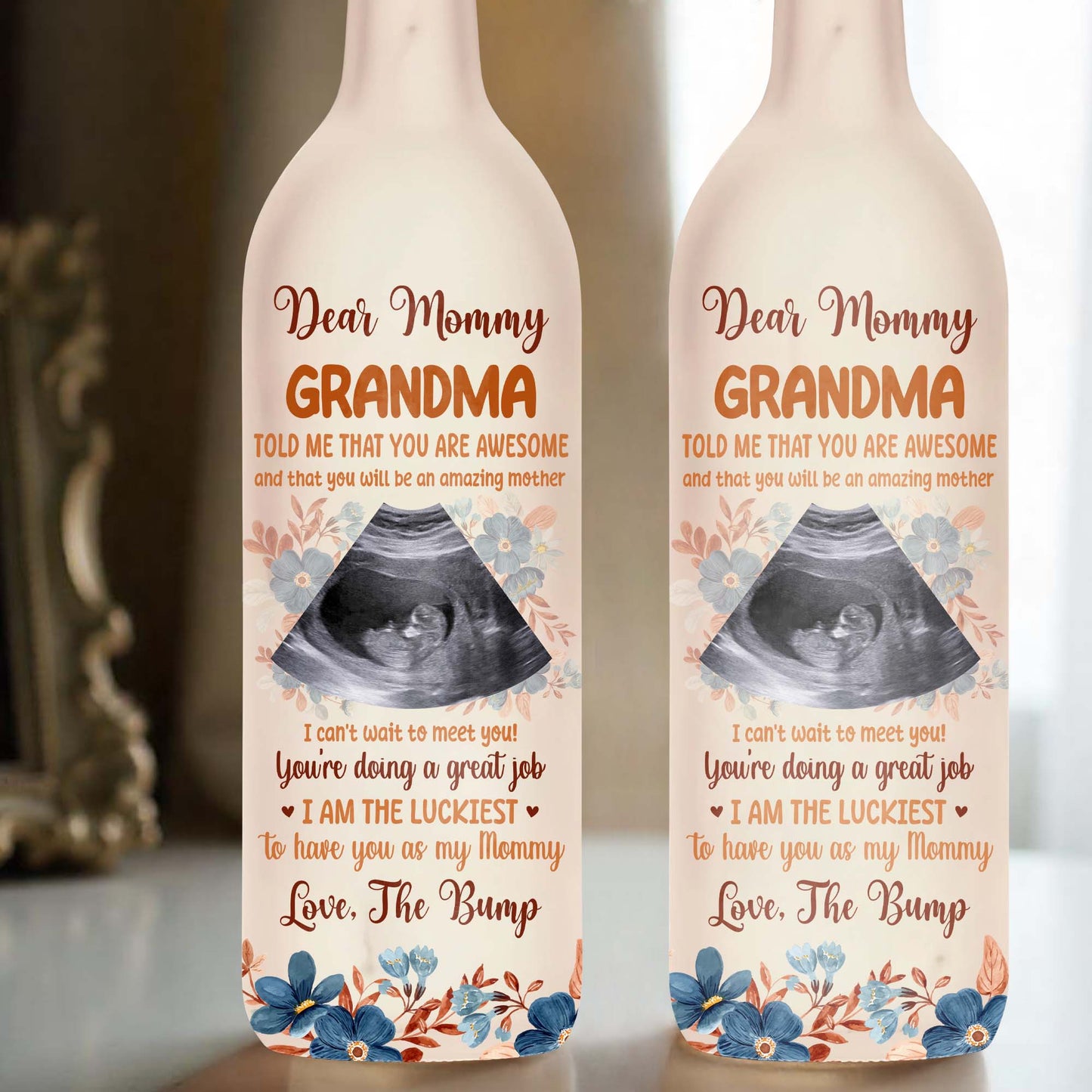Dear Mommy Grandma, Ultrasound Image And Flowers