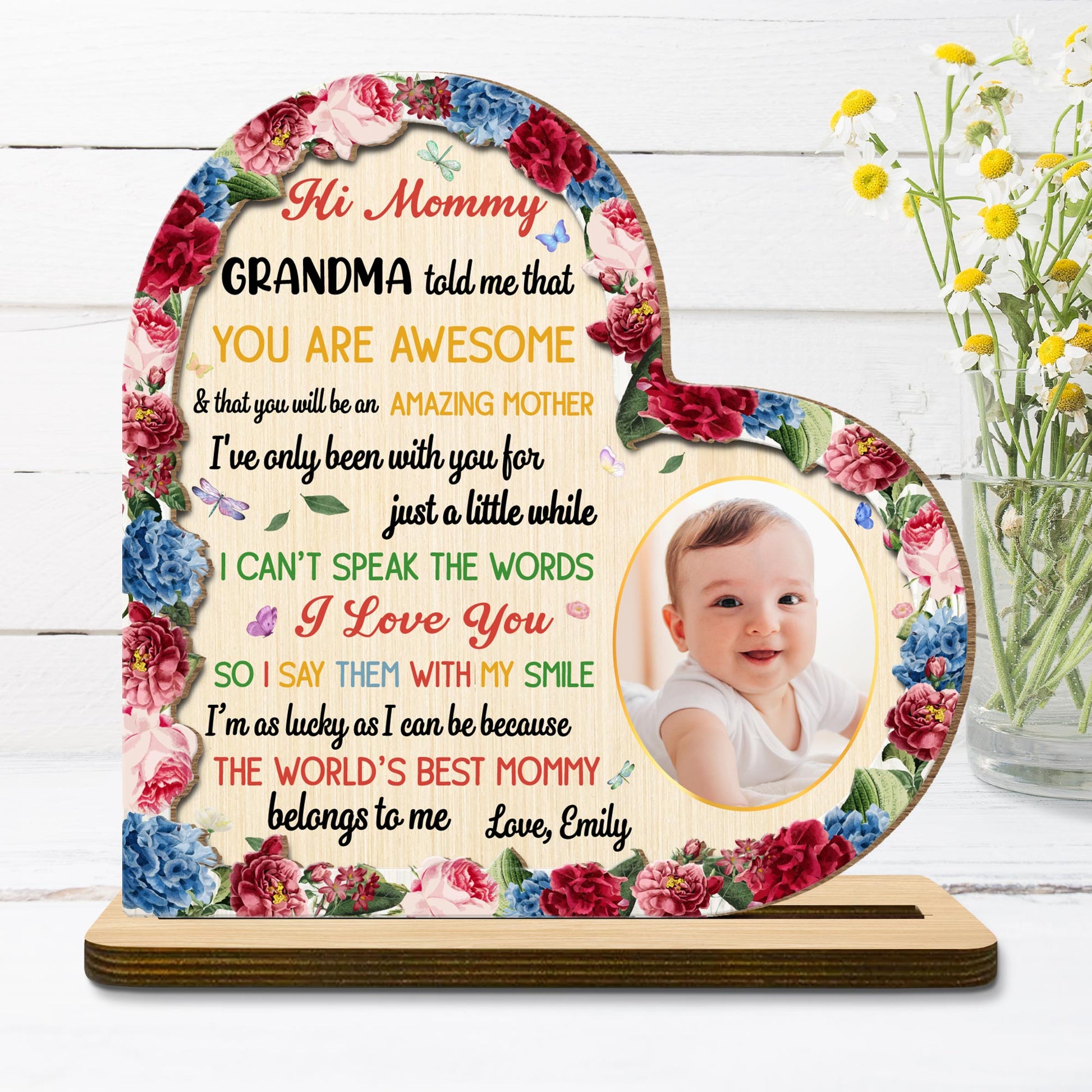 Hi Mommy, You Are Awesome, Flowers, Baby Photo