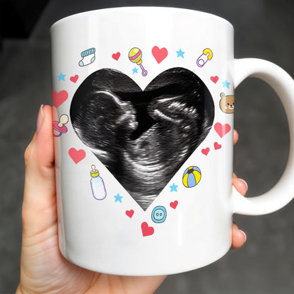Dear Mommy, This Mother's Day I'll Be Snuggled Up In Your Tummy, Ultrasound Image And Hearts - Personalized Custom Coffee Mug - MOM064_MG