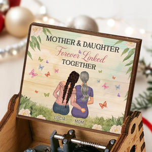 Madre e hija unidas para siempre, mariposas y flores - Caja de música personalizada con la melodía 