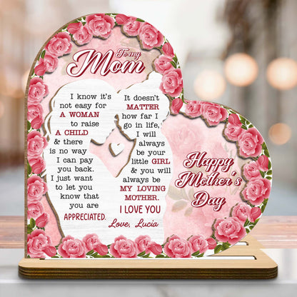 To My Mom, I Know It’s Not Easy for A Woman to Raise A Child, Roses and Heart