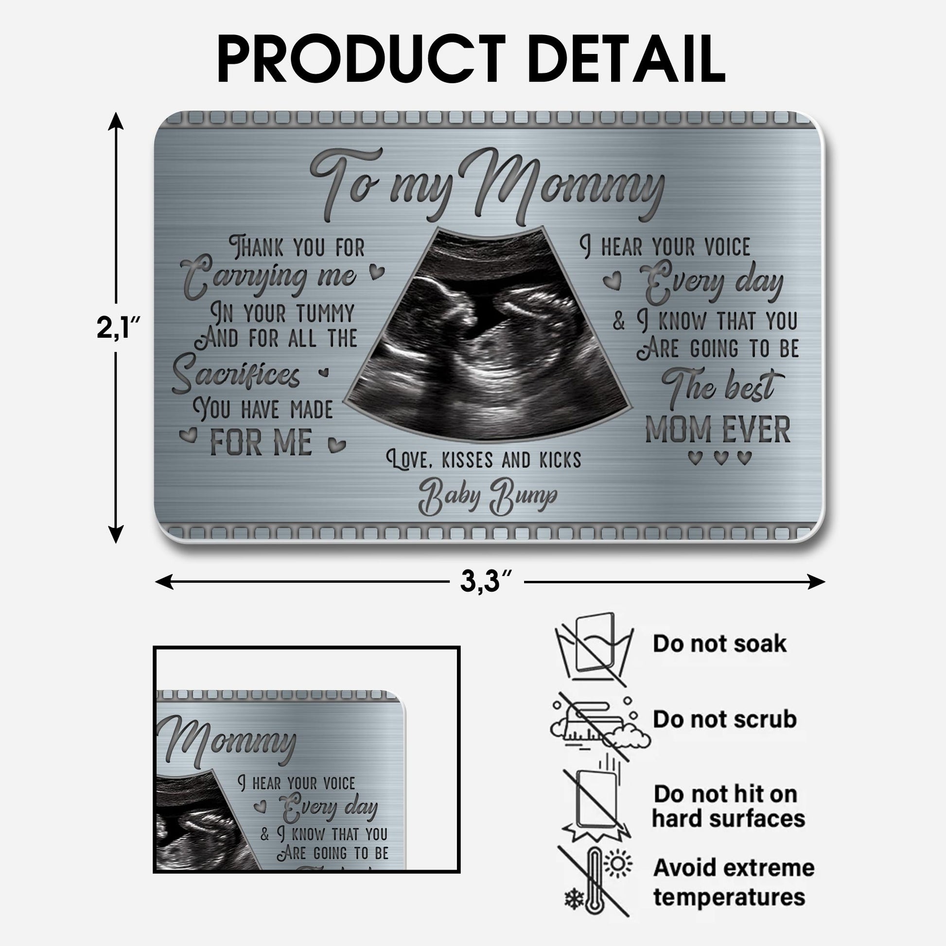 To My Mommy, Thank You For Carrying Me, Ultrasound Image And Hearts