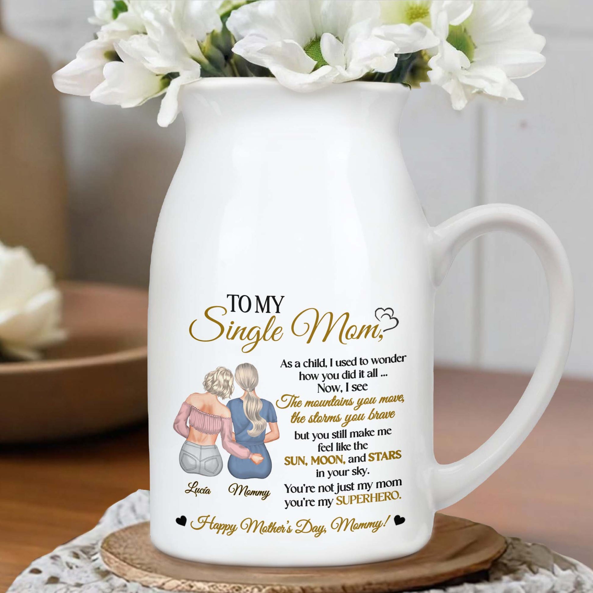 To My Single Mom, Feel Like The Sun, Moon, And Stars, Mother And Daughter
