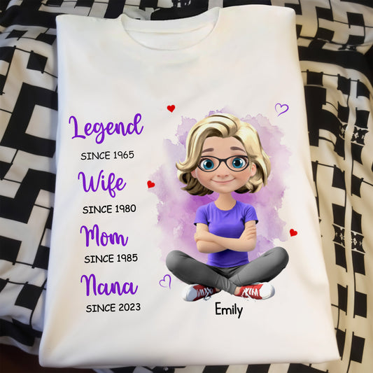 Legend Since 1965, Wife Since 1980, Mom Since 1985, Nana Since 2023, Cartoon Character