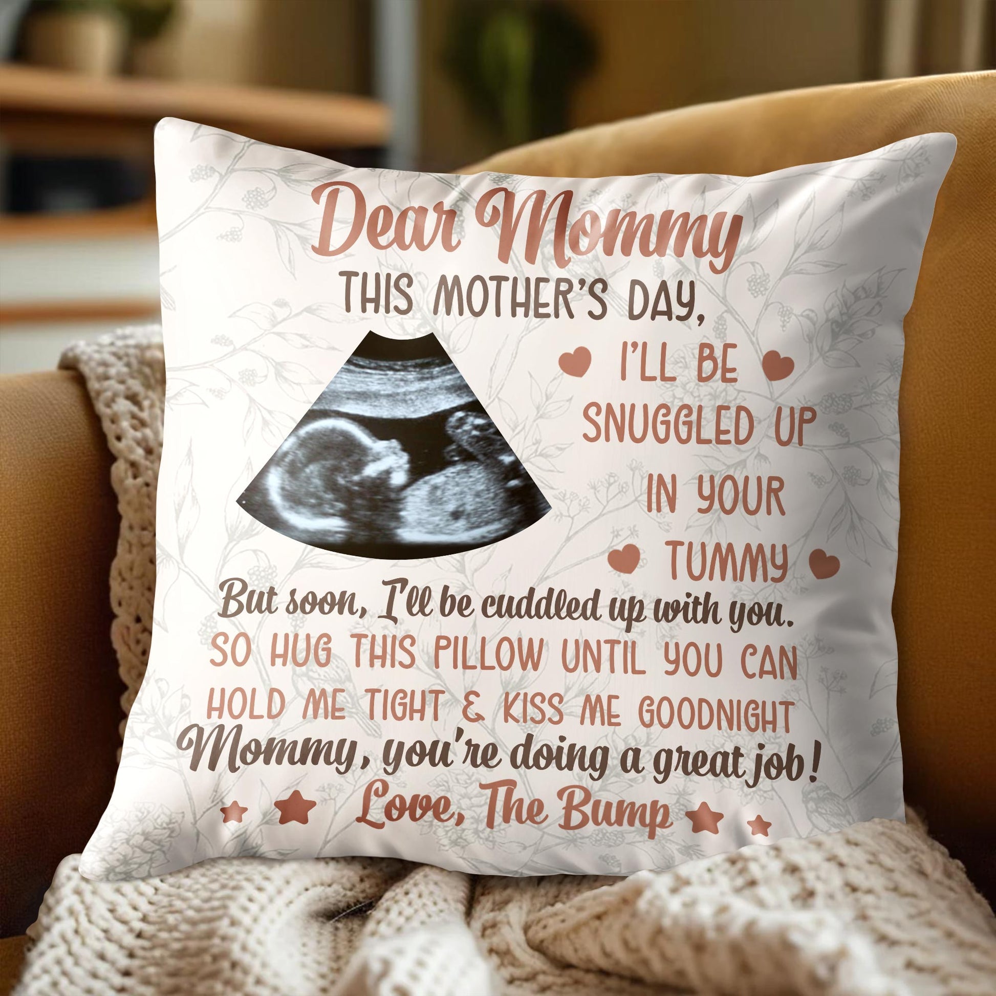 Dear Mommy, This Mother’s Day, I’ll Be Snuggled Up, Ultrasound Image and Hearts