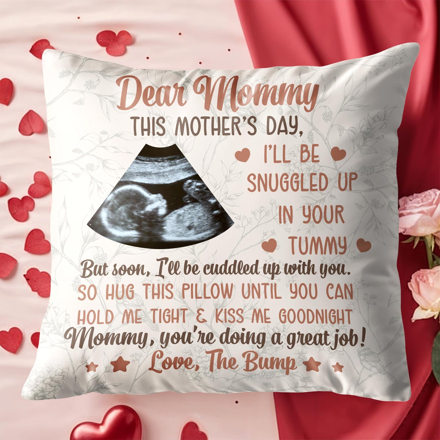 Dear Mommy, This Mother’s Day, I’ll Be Snuggled Up, Ultrasound Image and Hearts