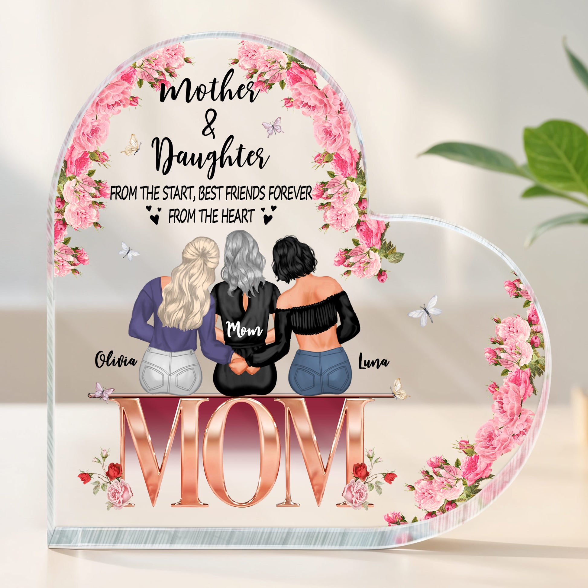 Mother & Daughter, From The Start, Best Friends Forever From The Heart, Flowers And Butterflies