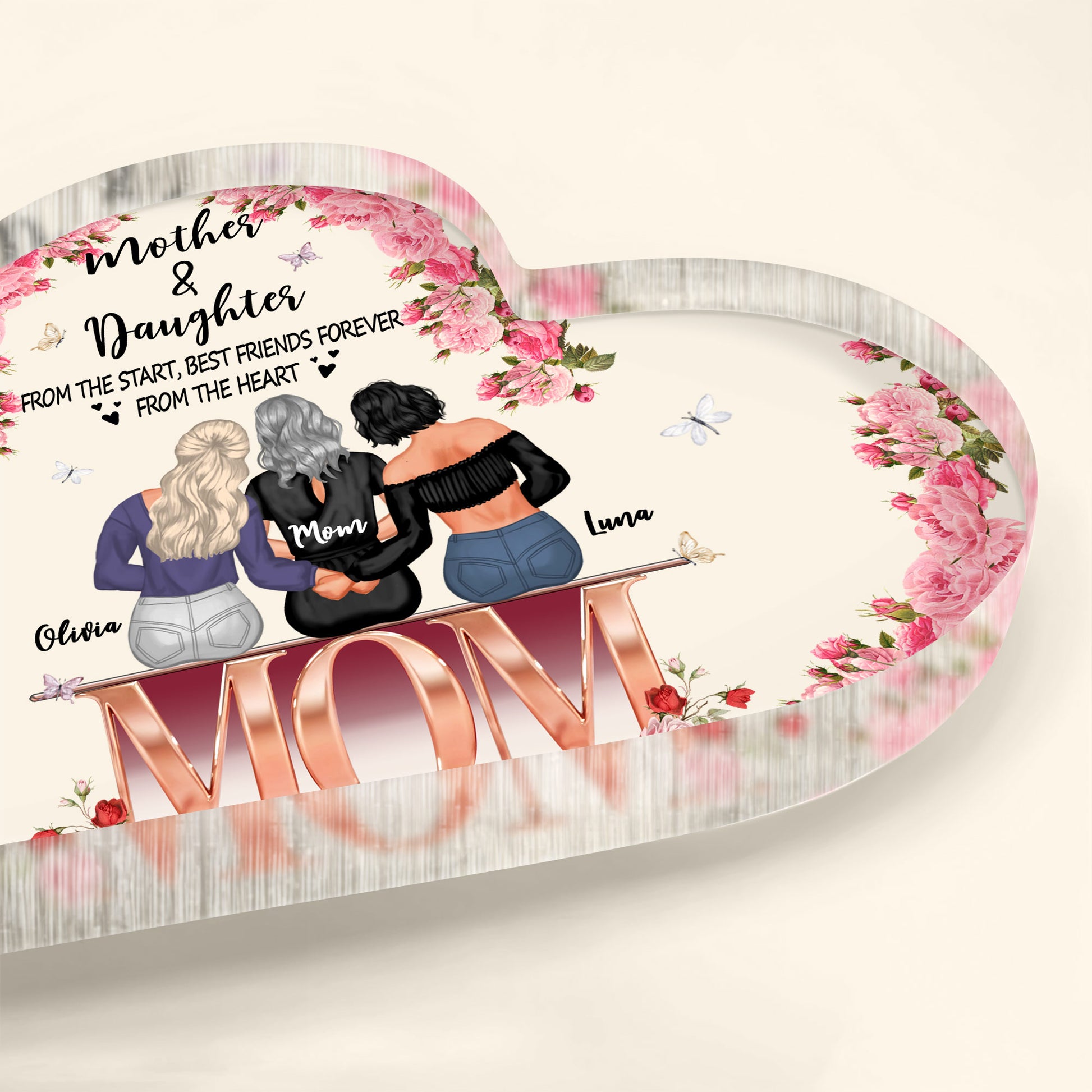 Mother & Daughter, From The Start, Best Friends Forever From The Heart, Flowers And Butterflies