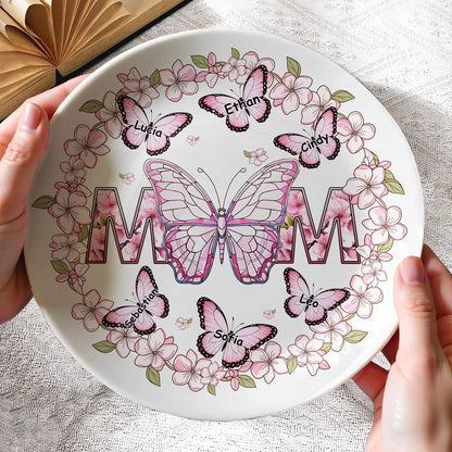 Celebrate Life's Beautiful Moments With Personalized Floral And Butterfly Artwork - Personalized Ceramic Plate