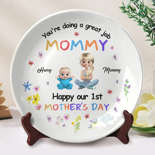 You're Doing A Great Job Mommy, Happy Our 1st Mother's Day, Flowers, Mother And Child
