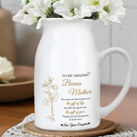 To My Amazing Bonus Mother, Gift of You, Flowers and Sentimental Text