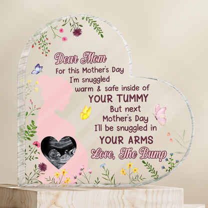 Dear Mom, For This Mother's Day I'm Snuggled Warm & Safe, Silhouette Of Pregnant Woman, Flowers and Ultrasound Image