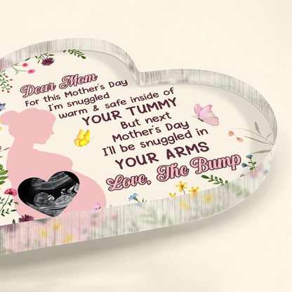 Dear Mom, For This Mother's Day I'm Snuggled Warm & Safe, Silhouette Of Pregnant Woman, Flowers and Ultrasound Image