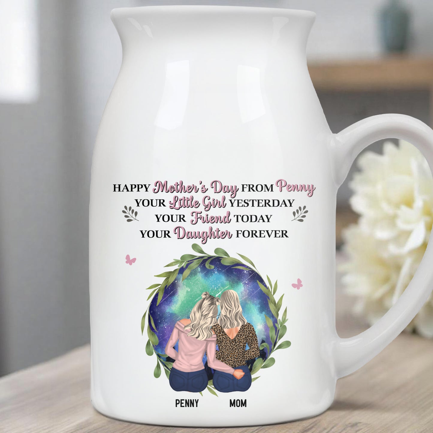 Happy Mother's Day From Penny, Your Little Girl Yesterday, Mother And Daughter, Floral Design