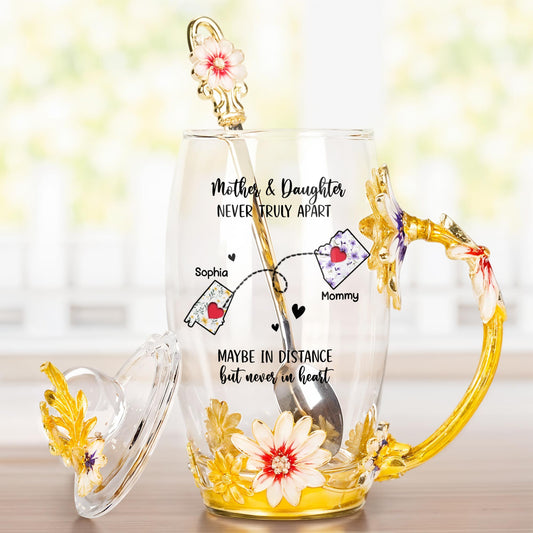 Mother & Daughter Never Truly Apart, Maybe In Distance But Never In Heart, Flowers and Hearts