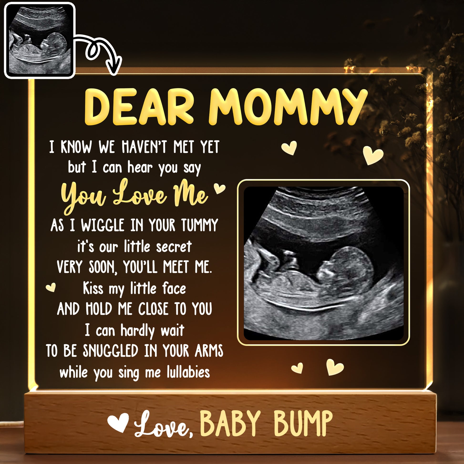 Dear Mommy, I Know We Haven't Met Yet, Ultrasound Image and Hearts