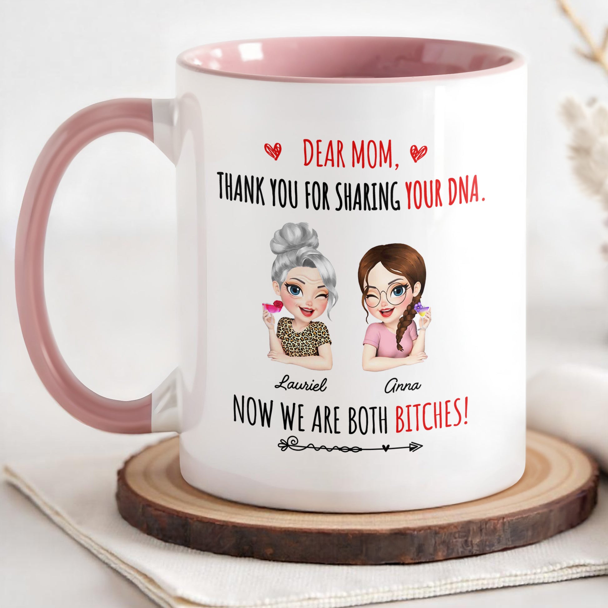 Dear Mom, Thank You For Sharing Your DNA, Cartoon Hearts And Arrows