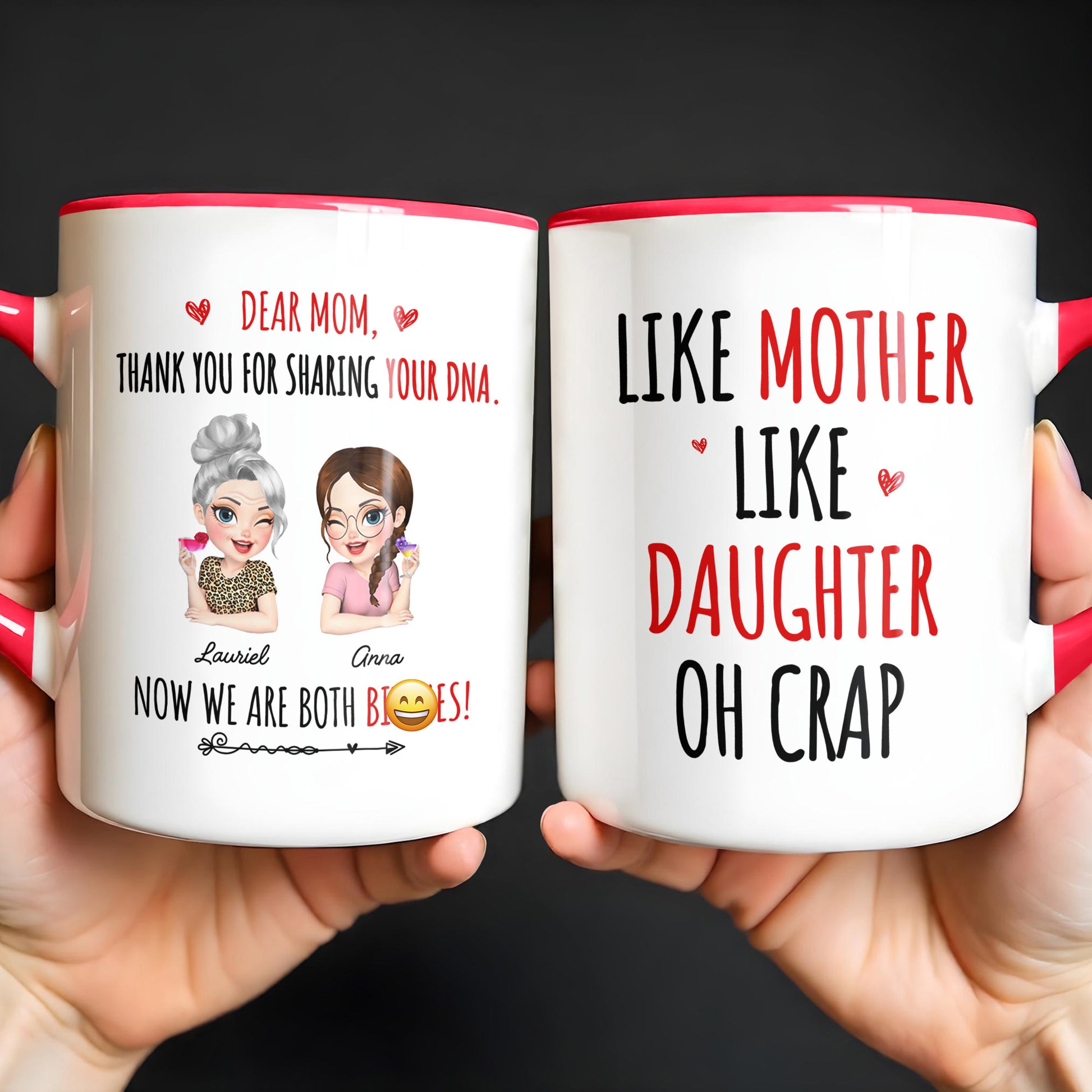 Dear Mom, Thank You For Sharing Your DNA, Cartoon Hearts And Arrows